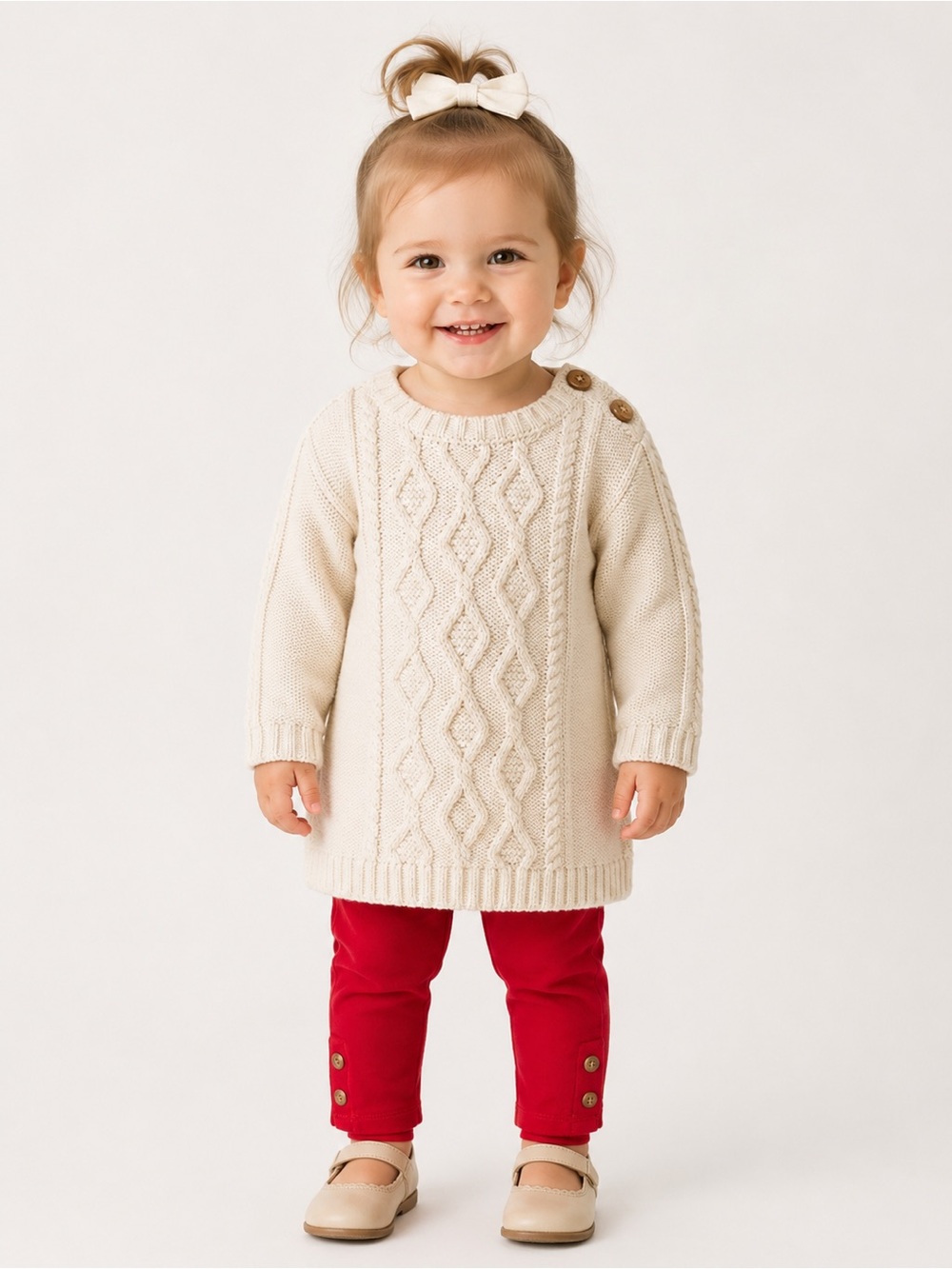 Carter's Cream Cable-Knit Button-Shoulder Sweater Set - Picture 1 of 7